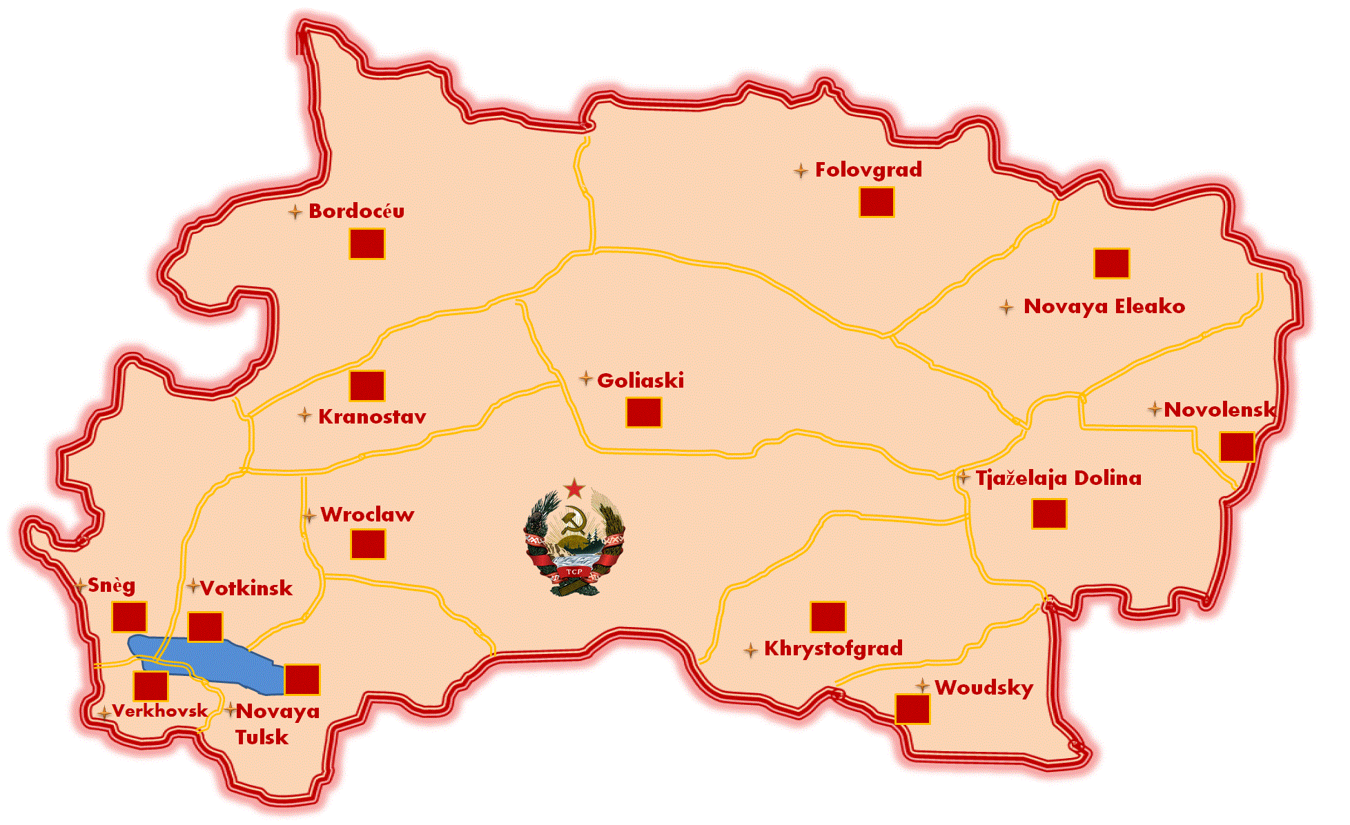 Carte des oblasts du Thoulak