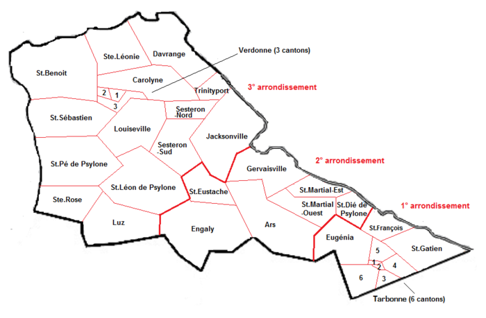 Les 3 arrondissements et le 33 cantons