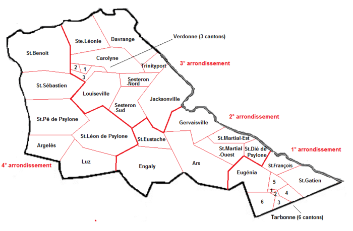 Les 4 arrondissements et le 33 cantons
